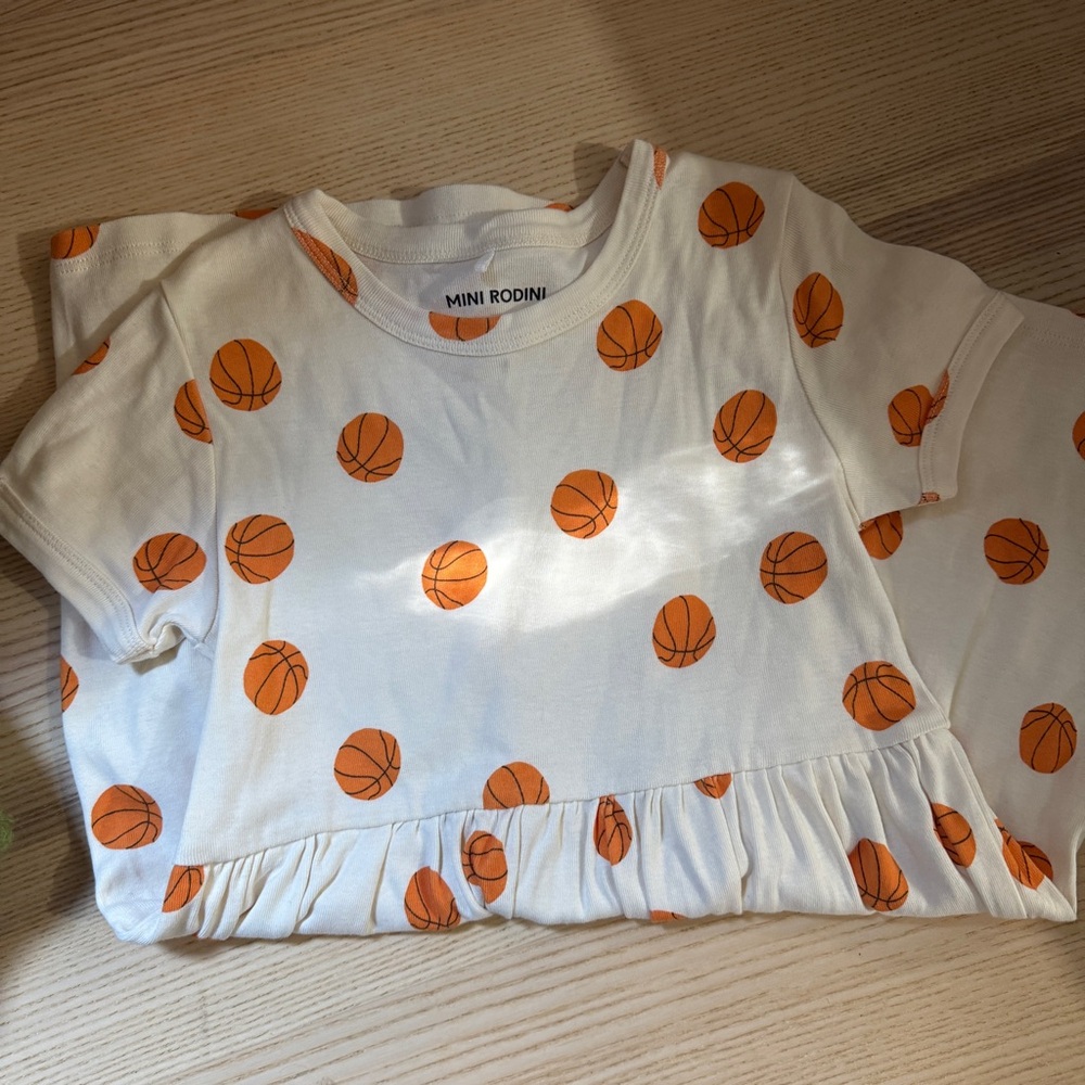 Mini Rodini Kids dress with Orange Basketball Print